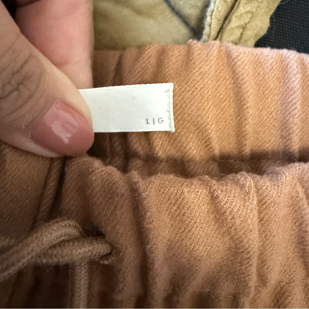 OAK‎ + FORT Camel Drawstring Pants  Sz L - Picture 9 of 10